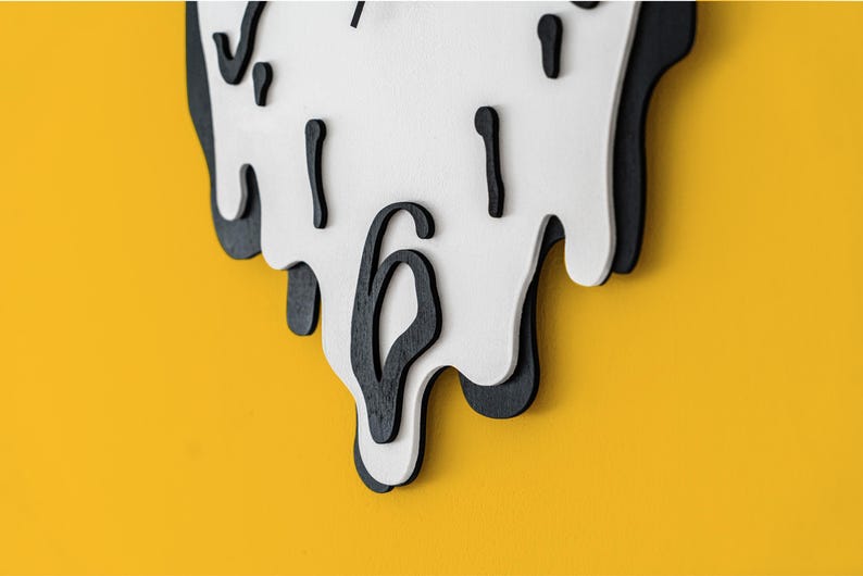 Melting Wall Clock Dopamine decor wood wall clock Funny wall decor Funky wall art Unique wall clock Surreal Dali-Inspired Decor