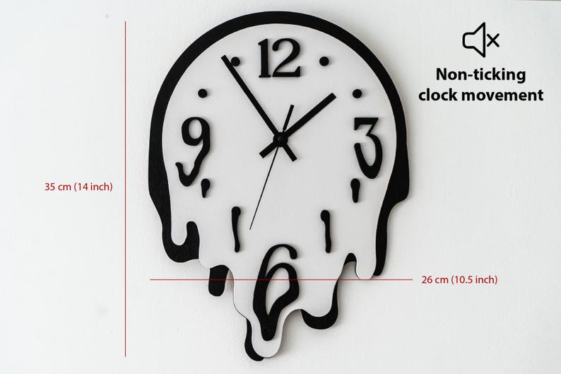 Melting Wall Clock Dopamine decor wood wall clock Funny wall decor Funky wall art Unique wall clock Surreal Dali-Inspired Decor