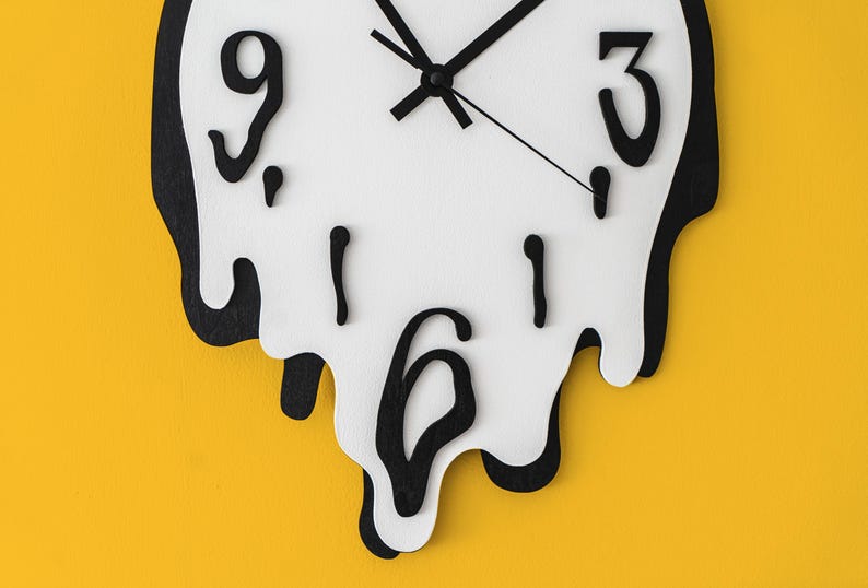 Melting Wall Clock Dopamine decor wood wall clock Funny wall decor Funky wall art Unique wall clock Surreal Dali-Inspired Decor