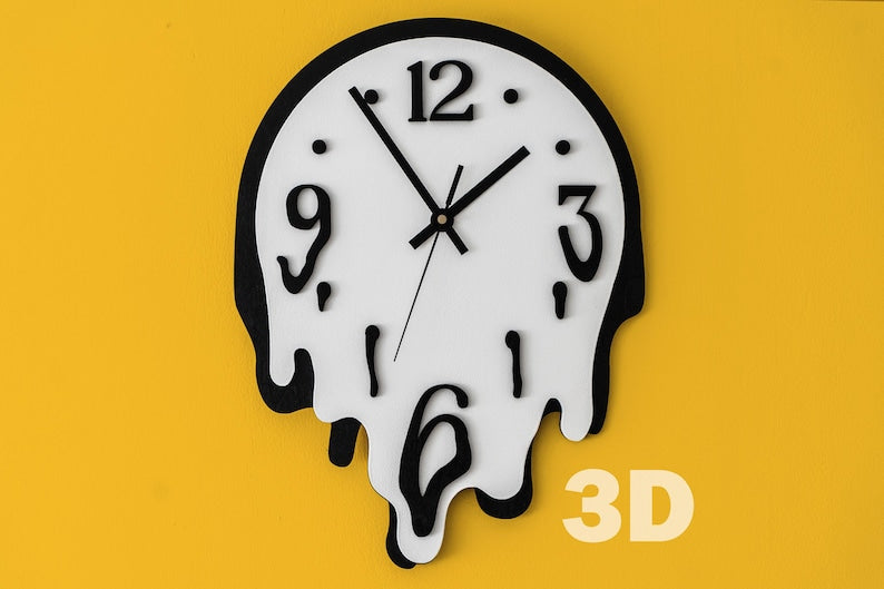 Melting Wall Clock Dopamine decor wood wall clock Funny wall decor Funky wall art Unique wall clock Surreal Dali-Inspired Decor