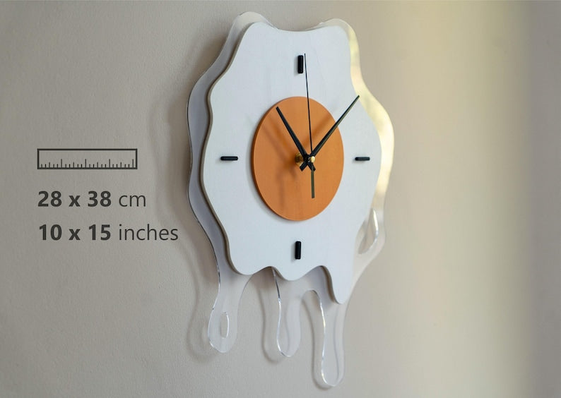 Fried egg wall clock Oversized egg wall clock Pop Art funny wall art Dopamine decor Kitchen decor Unusual wall clock Modern Kitchen wall art