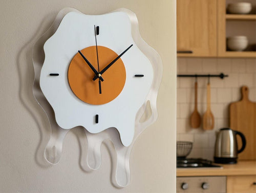 Fried egg wall clock Oversized egg wall clock Pop Art funny wall art Dopamine decor Kitchen decor Unusual wall clock Modern Kitchen wall art