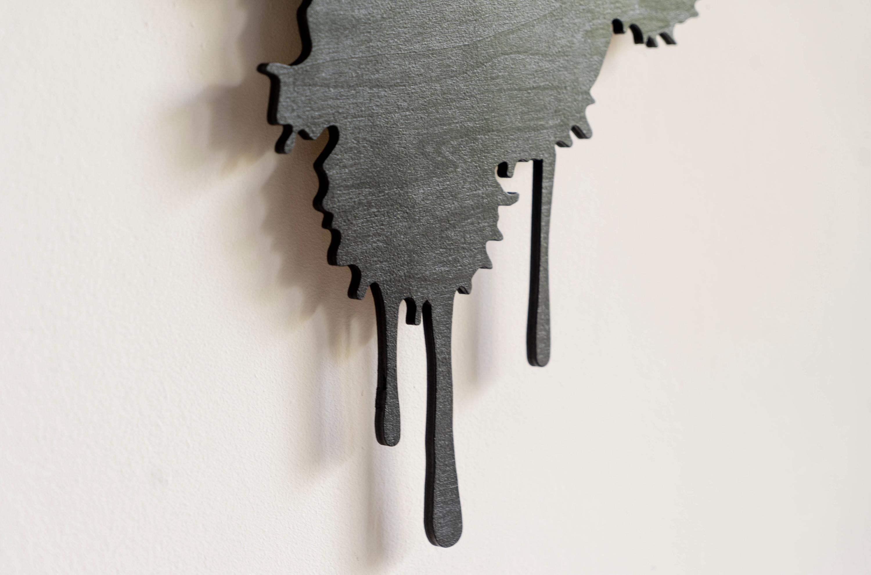 Black Wooden Silent Wall Clock Handmade, Drip Art Clock, Abstract Melted Clock, Dopamine Decor, Modern Wall Art, Living Room Decoration