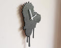 Black Wooden Silent Wall Clock Handmade, Drip Art Clock, Abstract Melted Clock, Dopamine Decor, Modern Wall Art, Living Room Decoration